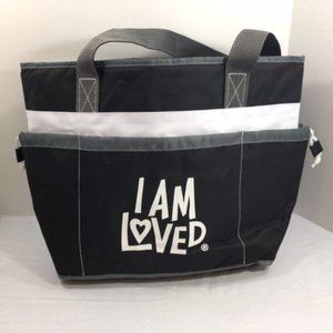 Cooler Tote I AM LOVED Black White Gray Large Insulated Bag GEMLINE